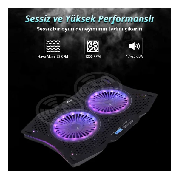 Juo Gt RGB 2 Fanlı 10"-18" Laptop Soğutucu - Görsel 3