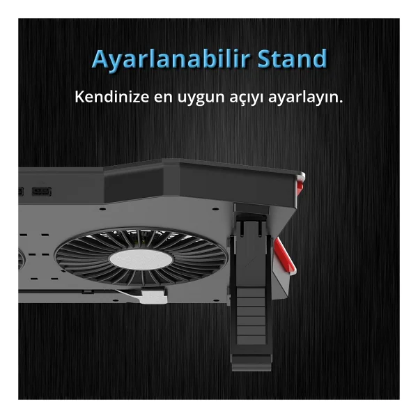 Juo Gt RGB 2 Fanlı 10"-18" Laptop Soğutucu - Görsel 5