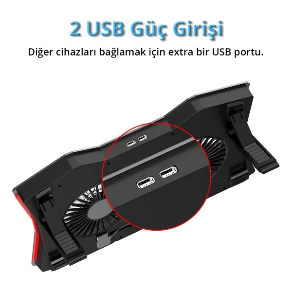 Juo Gt RGB 2 Fanlı 10"-18" Laptop Soğutucu - Görsel 6