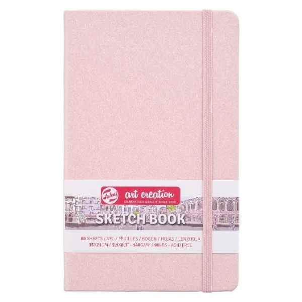 Talens Sketchbook Sert Kapak Eskiz Çizim Defteri 9 X 14 Cm A6 140 Gr 80 Yaprak Pastel Pembe - Görsel 7