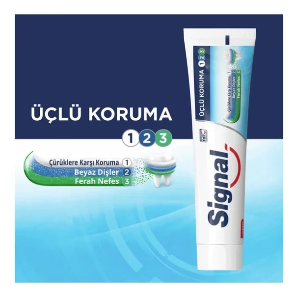 Signal Üçlü Koruma Beyazlatıcı Florürlü Diş Macunu 120 ml 12 Adet - Görsel 2