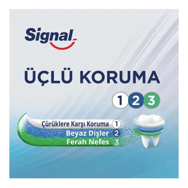 Signal Üçlü Koruma Beyazlatıcı Florürlü Diş Macunu 120 ml 12 Adet - Görsel 3