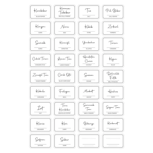 Digithome 36 Adet Dikdortgen Baharat Kavanoz Etiketi Sticker Seti 4,5x3 Cm - Görsel 2