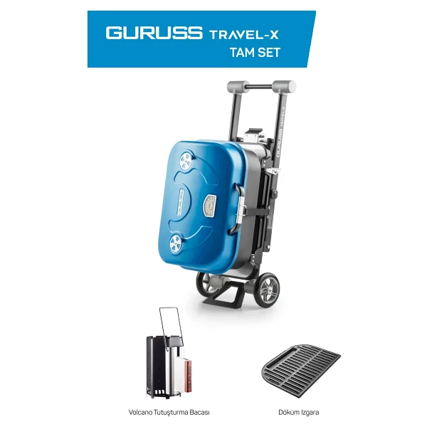 Guruss Travel-X Taşınabilir Kömürlü Tam Set Kırmızı Mangal - Görsel 5