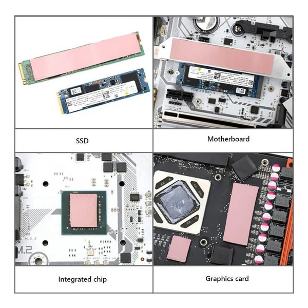 Wozlo 0.5mmx22x70mm Termal Pad M2 SSD Ngff Nvme 2280 Chipset Soğutucu - 7x2cm - Pembe - 9w/Mk - Görsel 5