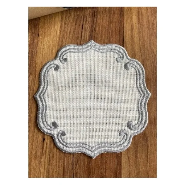 Nurhan Home 6 Adet Curly Modeli Gümüş Renk Nakışlı Kahve Yanı Kokteyl Sunum Peçete - 15 X 15 Cm - Görsel 2