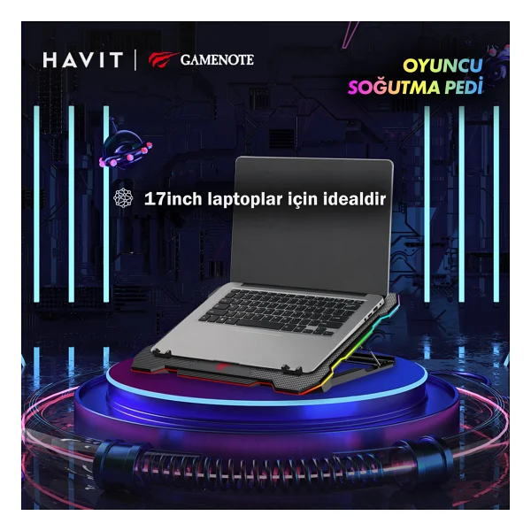 Havit F2071 6 Fanlı RGB 17" Laptop Soğutucu - Görsel 3