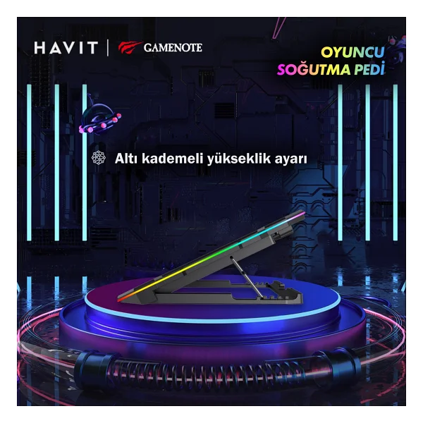 Havit F2071 6 Fanlı RGB 17" Laptop Soğutucu - Görsel 5