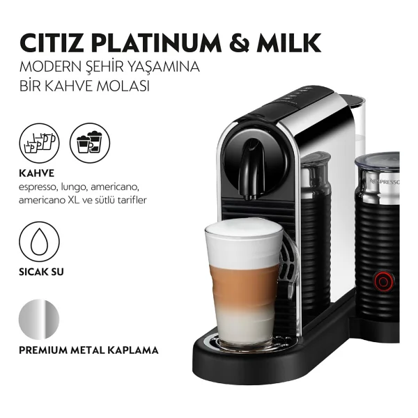 Nespresso D145 Citiz Platinum Bundle Kapsüllü Kahve Makinesi - Görsel 3