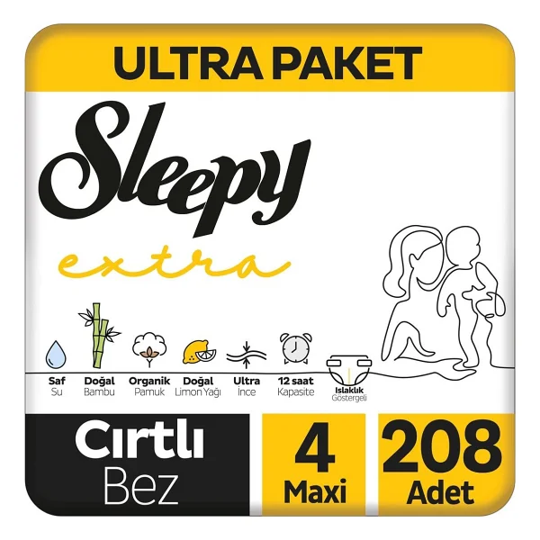 Sleepy Extra Günlük Aktivite 4 Numara Maxi 208'li Bebek Bezi - Görsel 6