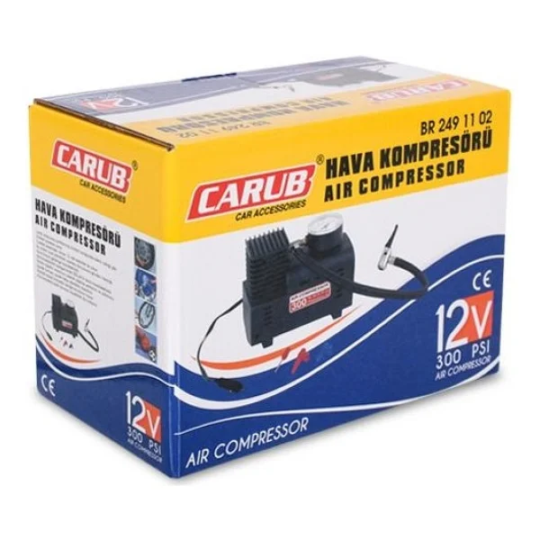 Carub Çakmaklık Girişli Hava Kompresörü 12v 300 Psi Lastik Şişirici Pompa - Görsel 3