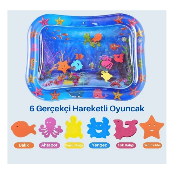 Mooie Baby's Bebek Su Oyun Matı Tummy Time Aktivite Matı - 66 X 50 Cm - Renkli - Görsel 3