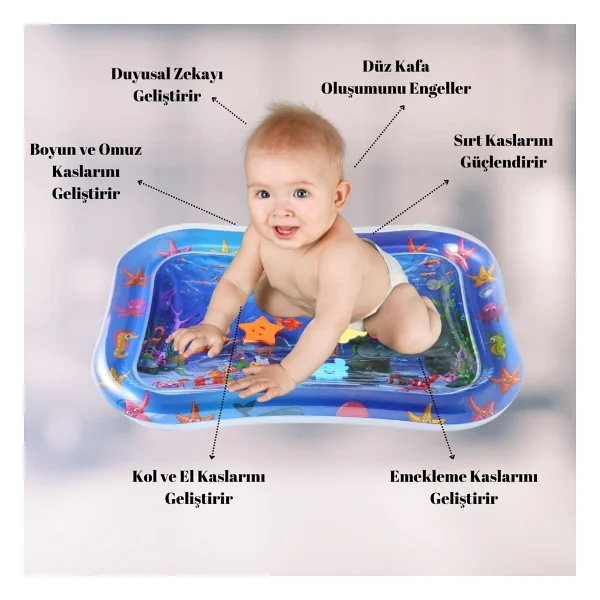 Mooie Baby's Bebek Su Oyun Matı Tummy Time Aktivite Matı - 66 X 50 Cm - Renkli - Görsel 4