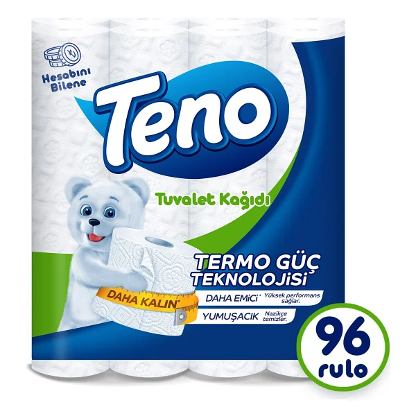 Teno 2 Katlı Cilt Dostu Tuvalet Kağıdı 96 Rulo - Yüksek Emicilik Ve Ekonomik Avantaj Paketi - Görsel 5