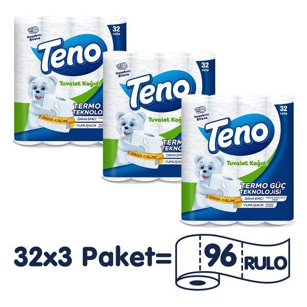 Teno 2 Katlı Cilt Dostu Tuvalet Kağıdı 96 Rulo - Yüksek Emicilik Ve Ekonomik Avantaj Paketi - Görsel 2