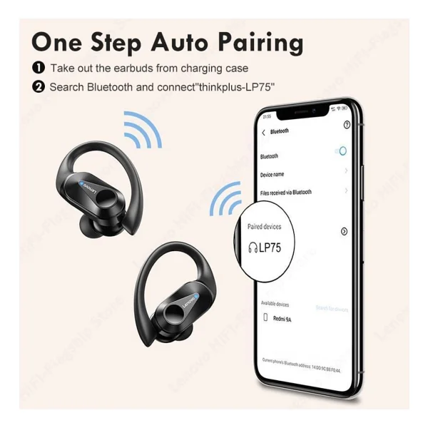 Lenovo Thinkplus Lp75 Siyah Kulak İçi Bluetooth Kulaklık - Görsel 4