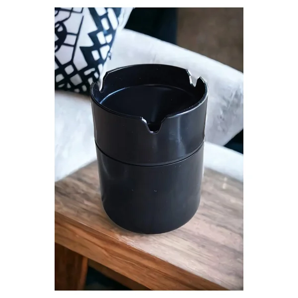 Maxiflow Siyah Dekoratif Paslanmaz Çelik Küllük 9cm - Görsel 2