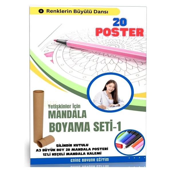 Mandala Boyama Seti-1 (20 Super Poster Mandala) - Görsel 6