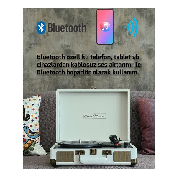 Record Master St14012 Beyaz Çantalı Retro Pikap - Görsel 2
