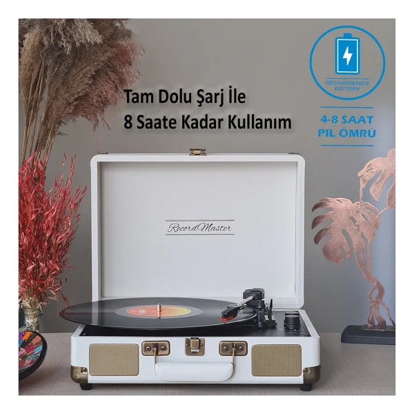 Record Master St14012 Beyaz Çantalı Retro Pikap - Görsel 3