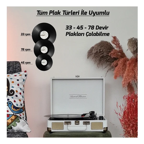 Record Master St14012 Beyaz Çantalı Retro Pikap - Görsel 4