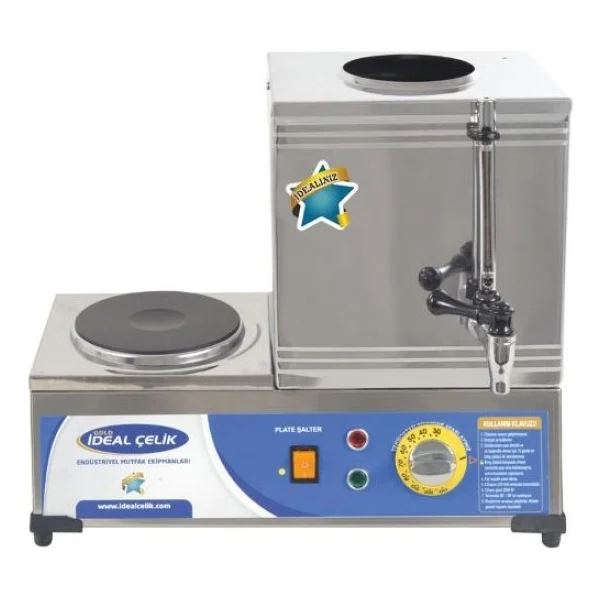 Ideal Çelik Gazlı Çay Ocağı 2 Demlikli 40'lık - Gri - Görsel 2