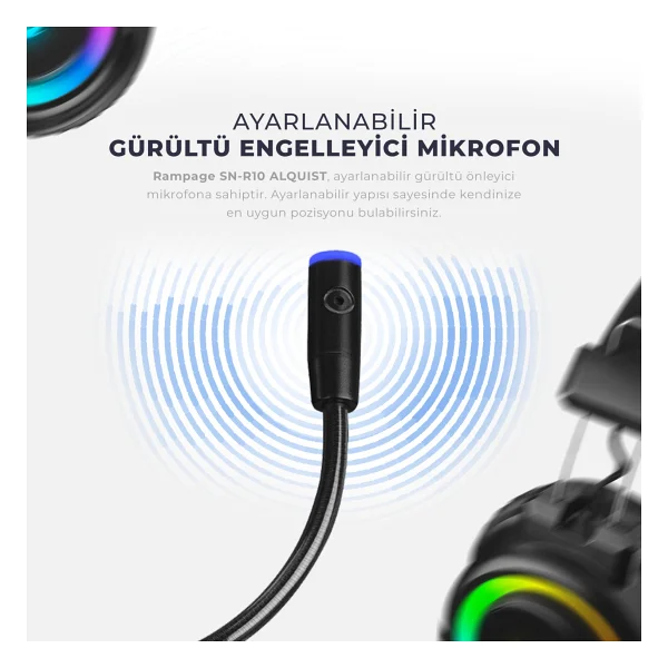 Rampage Alquist Sn-R10 Beyaz RGB 7.1 USB Kablolu Kulak Üstü Oyuncu Kulaklığı - Görsel 4