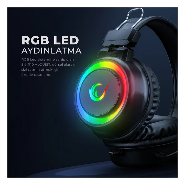Rampage Alquist Sn-R10 Beyaz RGB 7.1 USB Kablolu Kulak Üstü Oyuncu Kulaklığı - Görsel 5