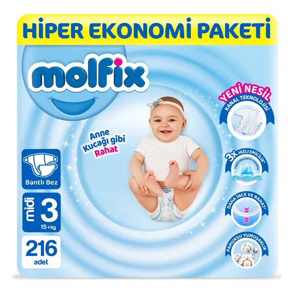 Molfix 3 Numara Midi 108'li 2 Adet Bebek Bezi