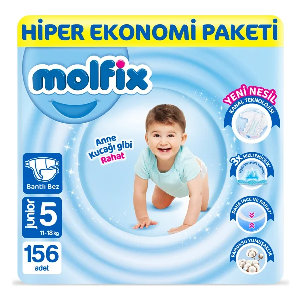 Molfix 5 Numara Junior 78'li 2 Adet Bebek Bezi - Görsel 9