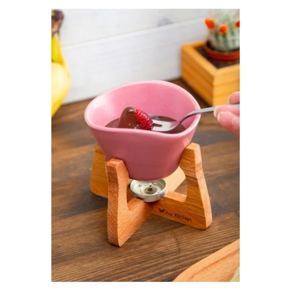Joy Kitchen Ahşap Standlı Fondü Seti - Pembe - Görsel 2