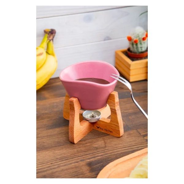 Joy Kitchen Ahşap Standlı Fondü Seti - Pembe - Görsel 3