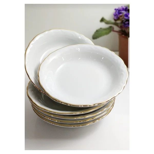 Porland Porselen Çukur Tabak 6'lı Altın Yaldızlı 19 Cm - Görsel 3