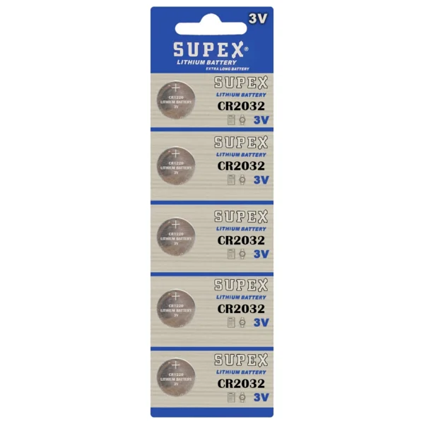Supex CR2032 Lityum Düğme Pil 3V 5 Adet Elektronik Aygıtlar İçin Uzun Ömürlü - Görsel 2