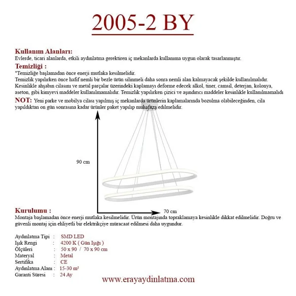 Eray Aydınlatma 2005-2 BY Beyaz LED Avize - Görsel 4
