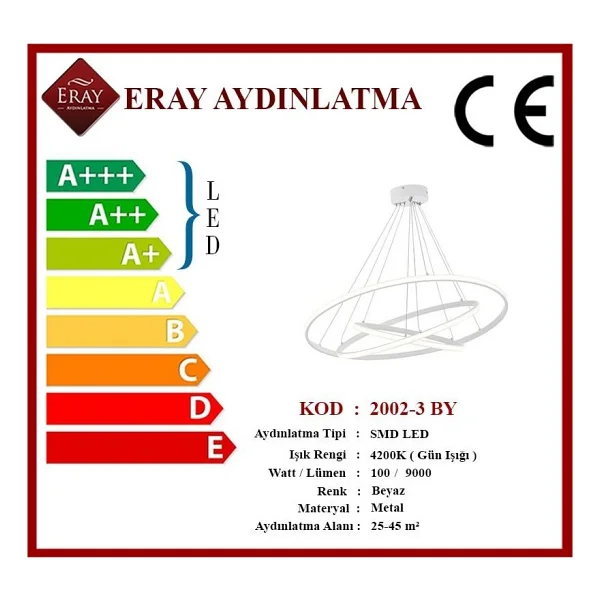 Eray Aydınlatma 2002-3 By Beyaz LED Avize - Görsel 3