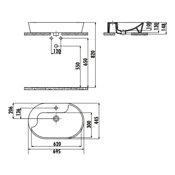 Creavit Tp172 45x70 Cm Beyaz Set Üstü Lavabo - Görsel 5