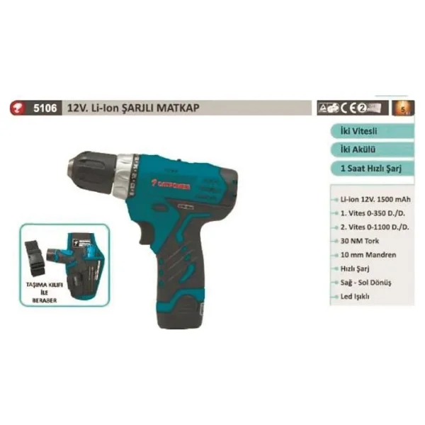 Catpower 5106 12 V Darbesiz Vidalama Makinesi - Görsel 2