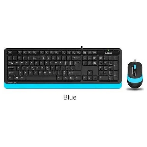 A4 Tech F1010 Siyah-Mavi Kablolu Klavye Mouse Seti - Görsel 7