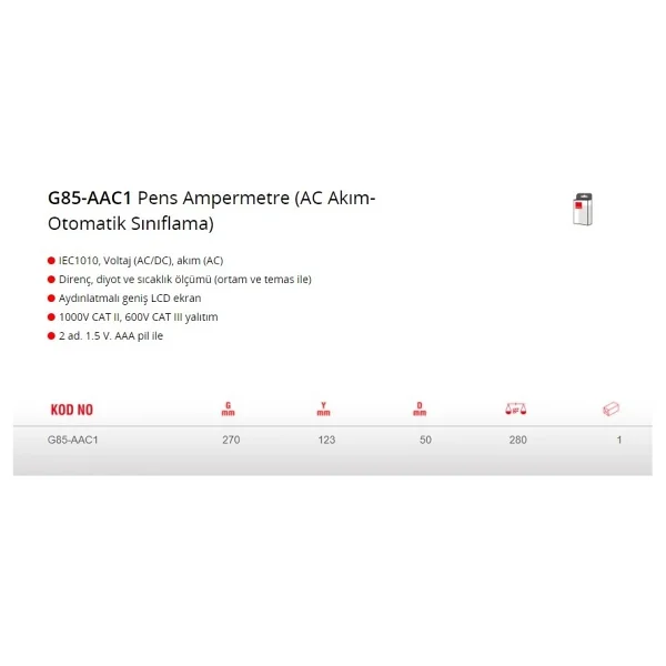 Ceta Form G85-Aac1 Dijital Pens Ampermetre - Görsel 2