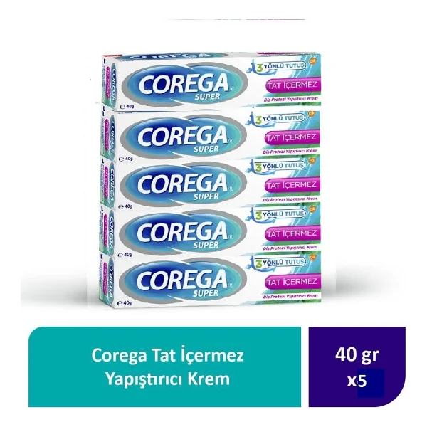 Corega Aromasız Diş Protezi Yapıştırıcı Krem 3 Yönlü Tutuş 40 Gr X 5 - Tat Ve Koku İçermez, Türkiye Üretimi - Görsel 2
