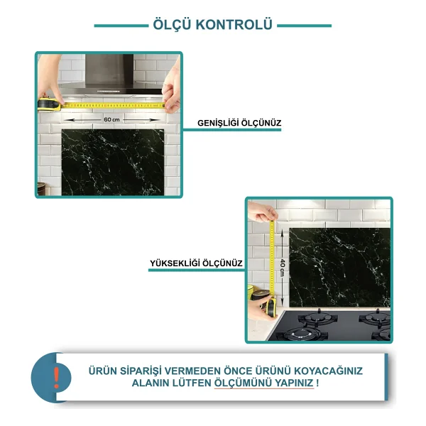 Decorita Cam Ocak Arkası Koruyucu Düz Renk - Siyah 40cm X 60cm - Görsel 3