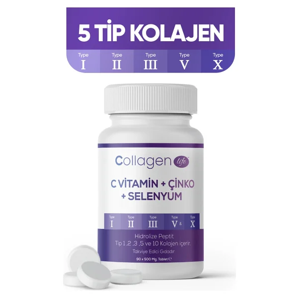 Collagen Life Pro C Vitamin Çinko Selenyum 500 Mg 90 Tablet - Görsel 6