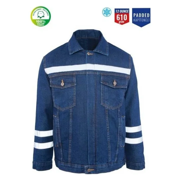 Kot Iş Montu Kapitoneli Myform 3110 Sona Denim 12 Ons Renk Mavi XXL - Görsel 6