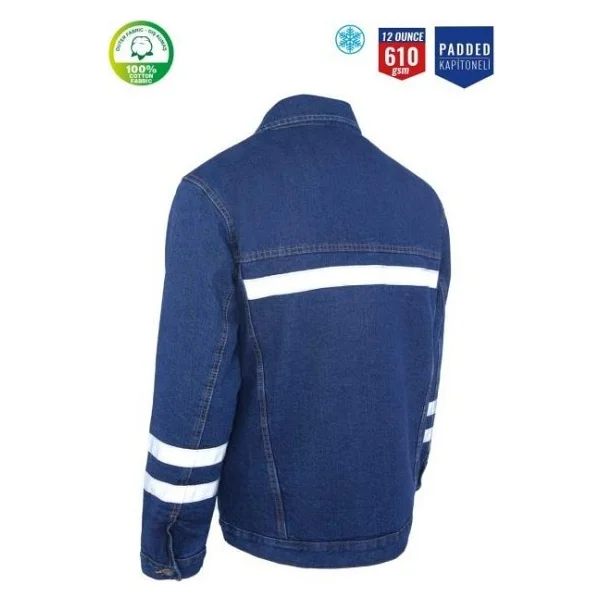 Kot Iş Montu Kapitoneli Myform 3110 Sona Denim 12 Ons Renk Mavi XXL - Görsel 3
