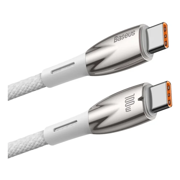 Baseus Glimmer Series 100 W Beyaz 1 M Type-C To Type-C Hızlı Şarj Kablosu - Görsel 2