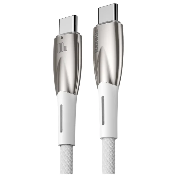 Baseus Glimmer Series 100 W Beyaz 1 M Type-C To Type-C Hızlı Şarj Kablosu - Görsel 3