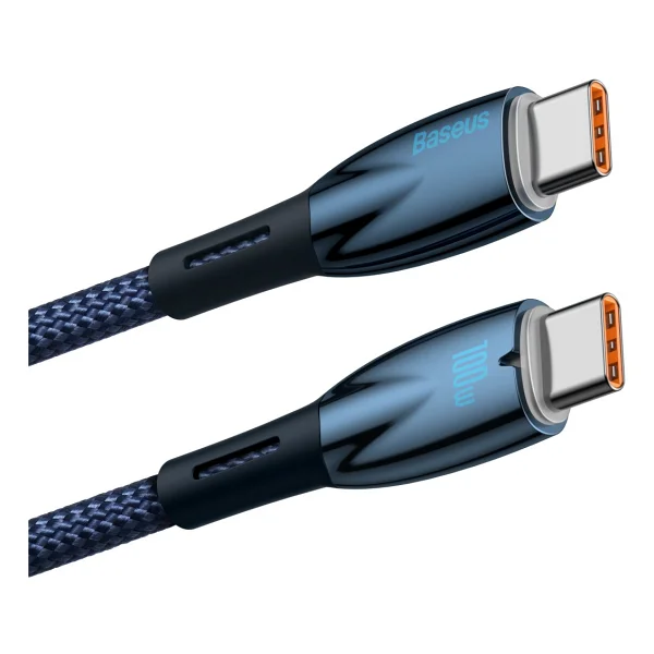 Baseus Glimmer Series 100 W Mavi 1 M Type-C To Type-C Hızlı Şarj Kablosu - Görsel 2