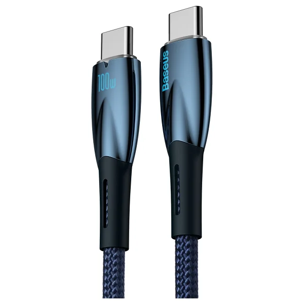 Baseus Glimmer Series 100 W Mavi 1 M Type-C To Type-C Hızlı Şarj Kablosu - Görsel 3