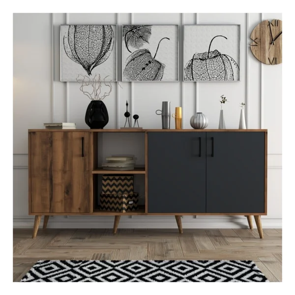 Mezza 1620 Exxen 180 Cm (Ahşap Ayakli) Modern Konsol Hat Antrasit - 45 X 180 Cm - Görsel 7